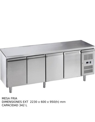 Mesa fria 4 puertas Fondo 60 DUG-SNACK4100TN-FC