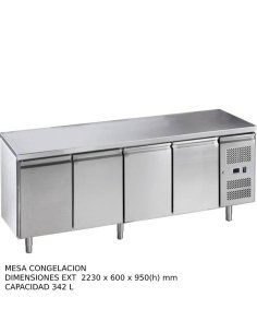 Mesa congelacion 4 puertas Fondo 60 DUG-SNACK4200TN-FC