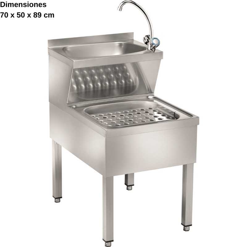 Lavamanos inox con fregadero 2 aguas DULMMC