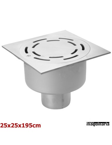Sumidero sifónico salida vertical acero inox 25x25 cm
