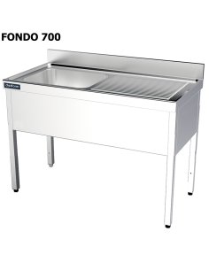 Fregadero  industrial con bastidor Dos Cubetas Fondo 700 2