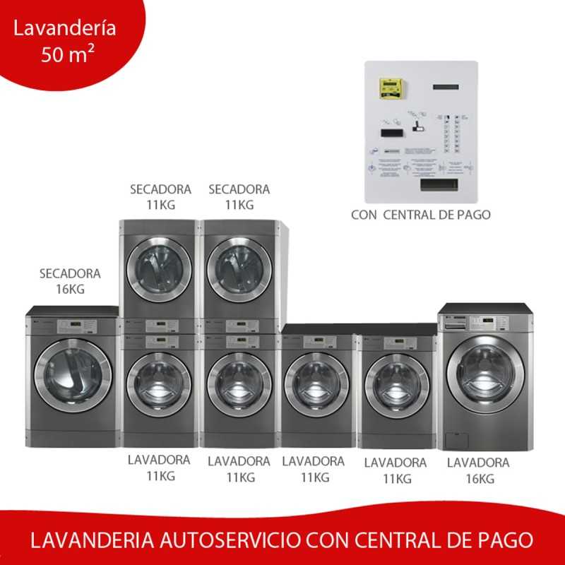 Kit Lavanderia Autoservicio 50 m² Central de Pagos