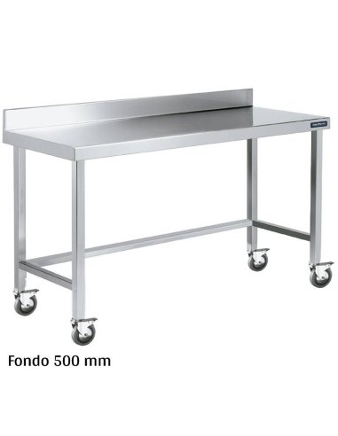Mesa inox con ruedas mural Fondo 500