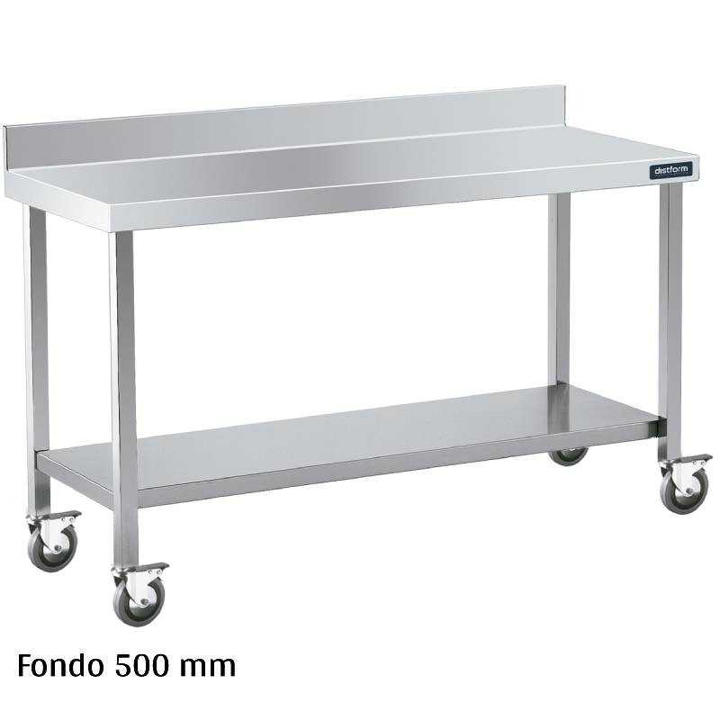 Mesa inox con ruedas Mural y Balda Fondo 500