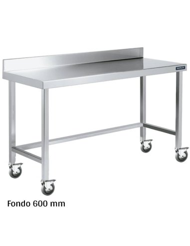 Mesa inox mural con ruedas Fondo 600