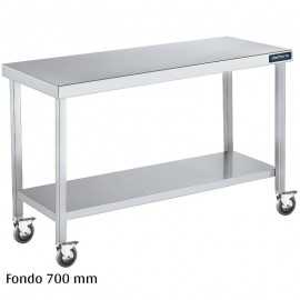Mesa inox con ruedas y Balda Fondo 700