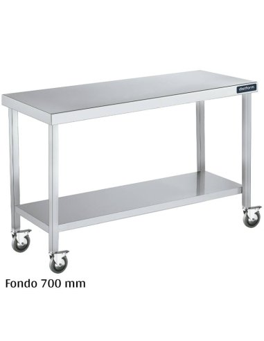 Mesa inox con ruedas y Balda Fondo 700