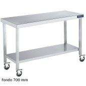 Mesa inox con ruedas y Balda Fondo 700