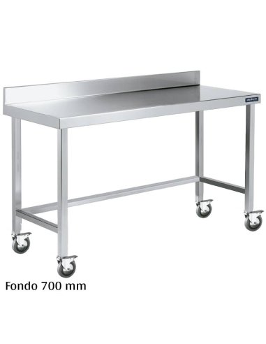 Mesa inox mural con ruedas Fondo 700