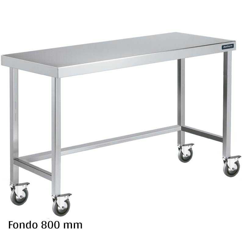 Mesa inox con ruedas Fondo 800 