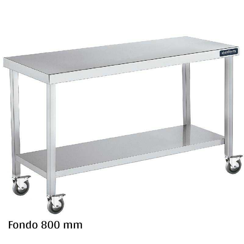 Mesa inox con ruedas y Balda Fondo 800 