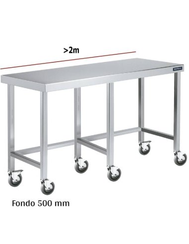 Mesa inox con ruedas F500 +2m DIFC050220+6R