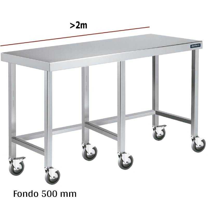 Mesa inox con ruedas F500 +2m DIFC050220+6R