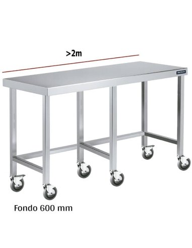 Mesa inox con ruedas F600 +2m DIFC060220+6R 