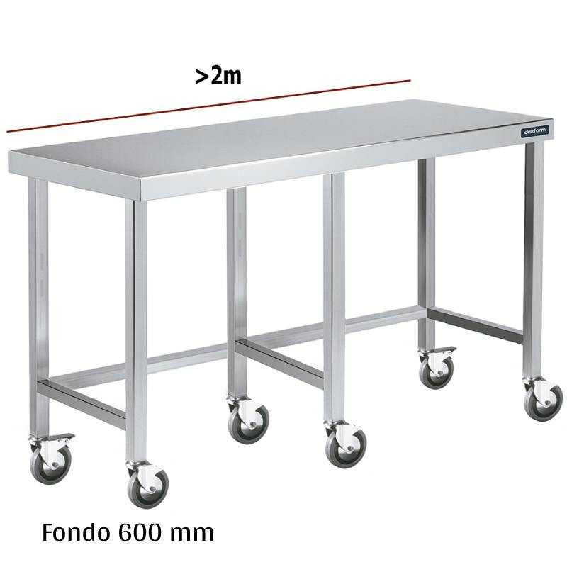 Mesa inox con ruedas F600 +2m DIFC060220+6R 