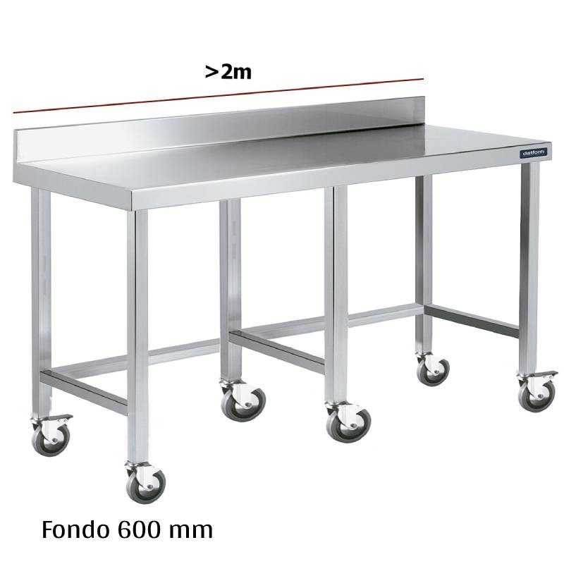 Mesa inox mural con ruedas F600 +2m DIFM060220+6R 