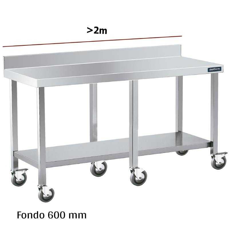 Mesa inox mural con ruedas y balda F600 +2m DIFM160220+6R 