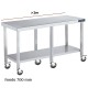 Mesa inox con ruedas y balda F700 +2m DIFC170220+6R 