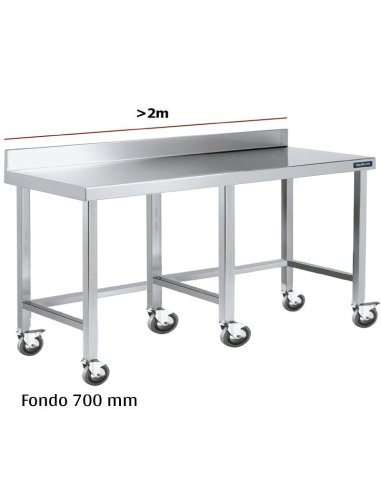 Mesa inox mural con ruedas F700 +2m DIFM070220+6R 