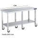 Mesa inox con ruedas y balda F800 +2m DIFC180220+6R 