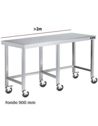 Mesa inox con ruedas F900 +2m DIFC090220+6R 