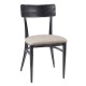 Silla cafeteria asiento tapizado IM188-T negro envejecido