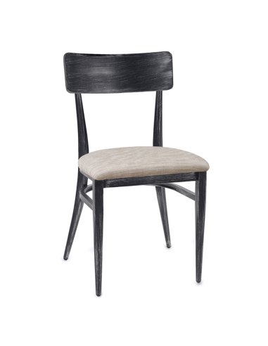 Silla cafeteria asiento tapizado IM188-T negro envejecido