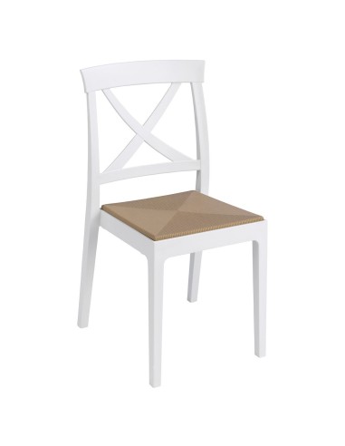 Silla bar apilable 1R128-P Blanco y Miel