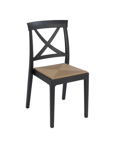 Silla bar apilable 1R128-P Antracita y Miel