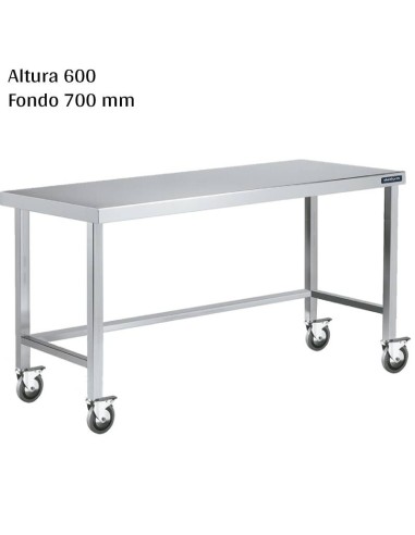Mesa cocina inox Altura 600 Ruedas F700