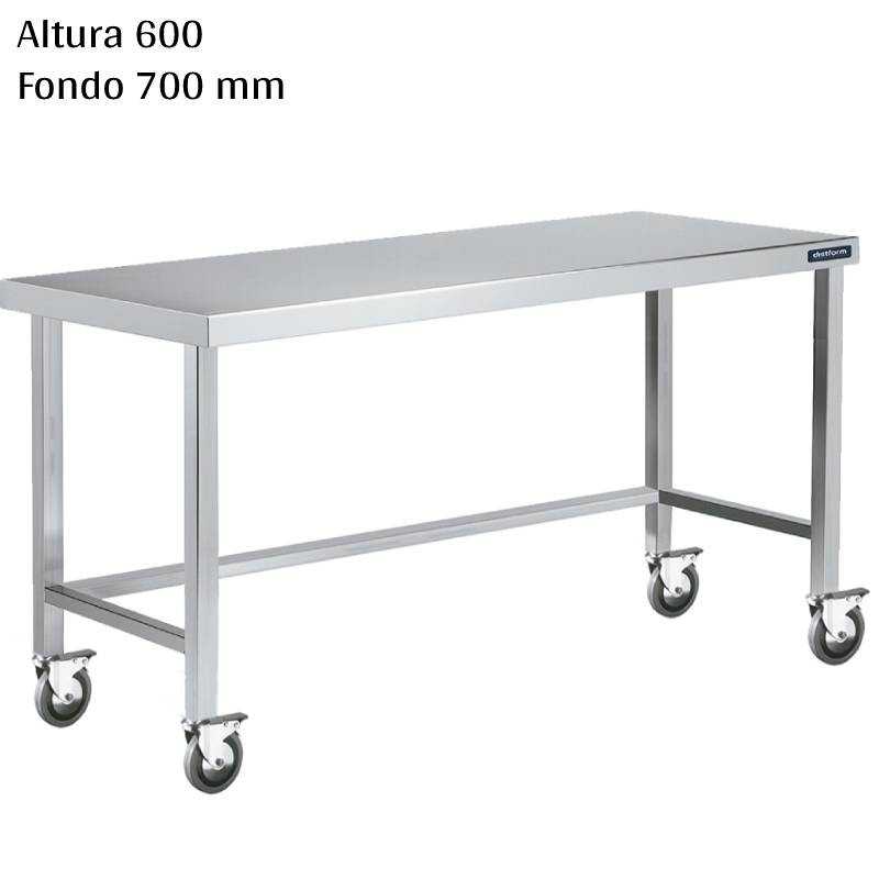 Mesa cocina inox Altura 600 Ruedas F700