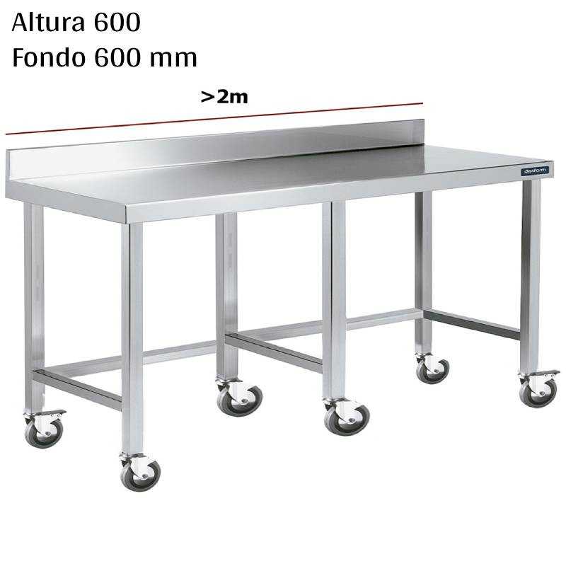 Mesa inox mural Baja con ruedas F600 +2m DIFM066220+6RB 