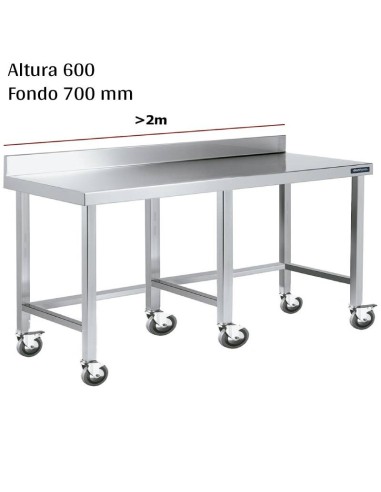 Mesa inox mural Baja con ruedas F700 +2m DIFM067220+6RB 