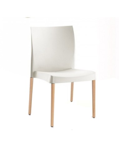 Silla de hostelería para interior ISDUNA MADERA apilable Blanco