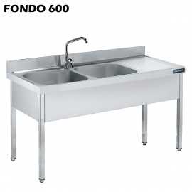 Fregadero acero inox. con bastidor 2 cubetas y 1 escurridor