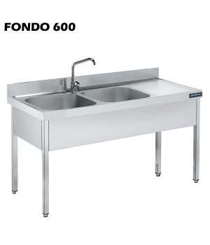 Fregadero acero inox. con bastidor Dos Cubetas y escurridor Fondo 600