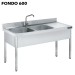 Fregadero  acero inox. con bastidor Dos Cubetas y escurridor Fondo 600