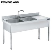 Fregadero  acero inox. con bastidor Dos Cubetas y escurridor Fondo 600