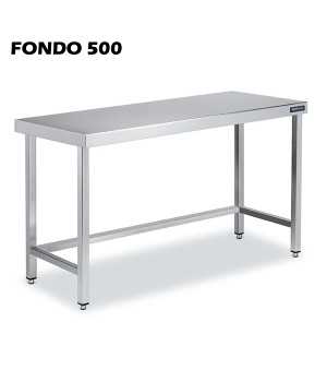 Mesa CENTRAL Acero Inox Fondo 500 SIN ESTANTE