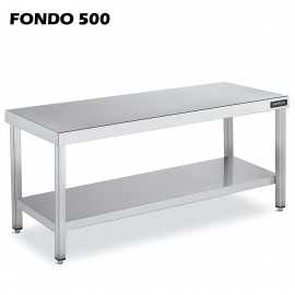 Mesa CENTRAL Acero Inox Fondo 500 CON ESTANTE