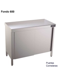 Mesa de trabajo acero inoxidable con puertas Correderas 600 DIFCP60200 2
