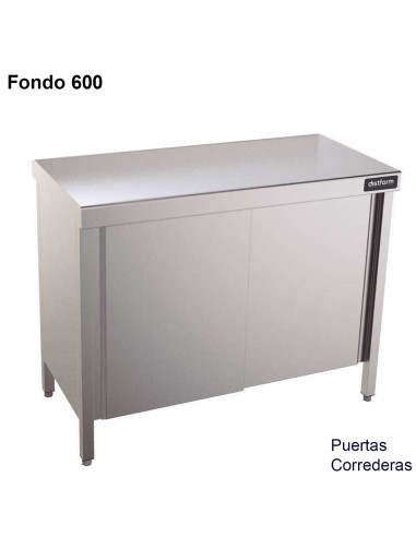 Mesa de trabajo acero inoxidable con puertas Correderas 600 DIFCP60200