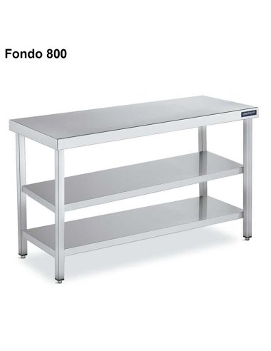 Mesa inox Doble Estante Fondo 80  DIFC280060