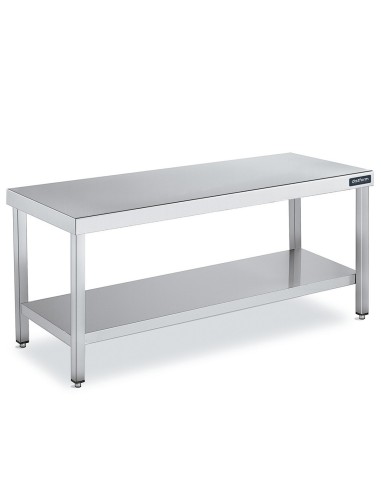 Mesa Acero Inoxidable Central con estante fondo 500