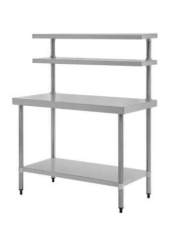 Mesa acero inoxidable con estantes altos