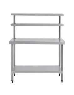 Mesa acero inoxidable con estantes altos 2