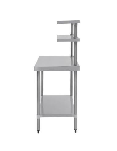 Mesa acero inoxidable con estantes altos Vista Perfil