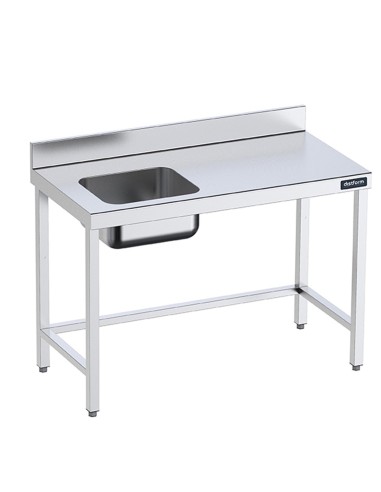 Mesa Inox. Chef  cubeta izquierda sin estante fondo 600