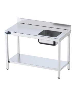 Mesa Inox. Chef cubeta derecha con estante fondo 600