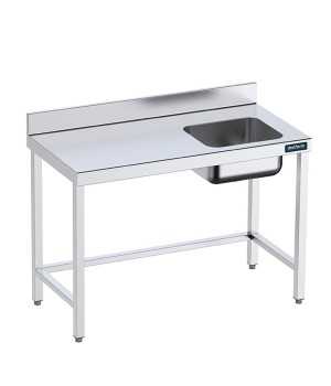 Mesa Acero inox. Chef con cubeta a la derecha fondo 600
